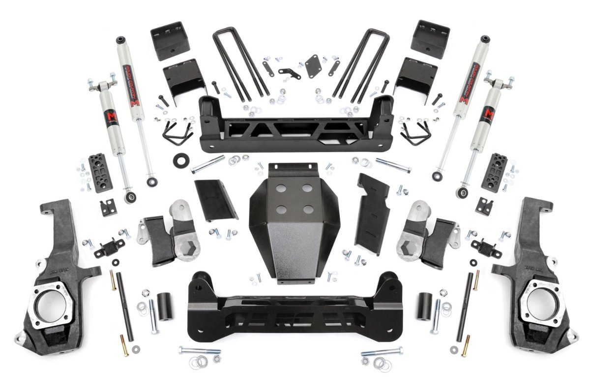 GMC Sierra 2500 HD Suspension Lift Kit - Rough Country - 7.5 Inch N3, Non-Torsion Drop Design, Heavy Duty - Hammer Black - '11-'19